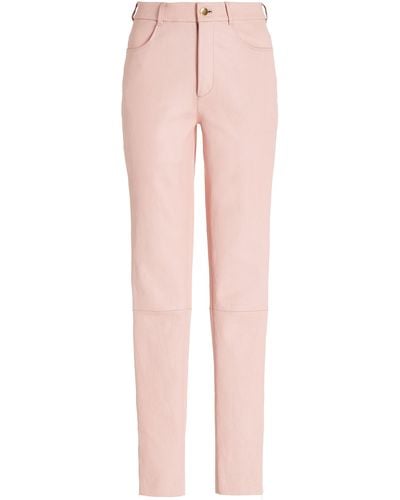 Sergio Hudson Mid-rise Leather Jean - Pink