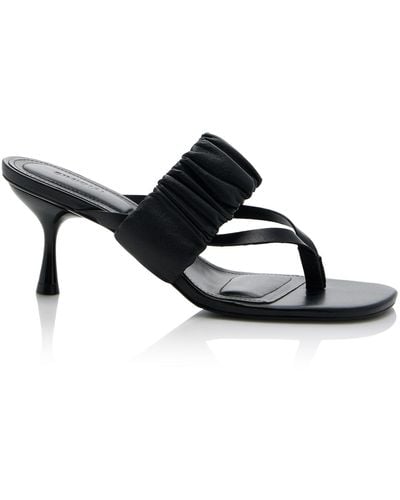 Jonathan Simkhai Tamar Ruched Leather Sandals - Black