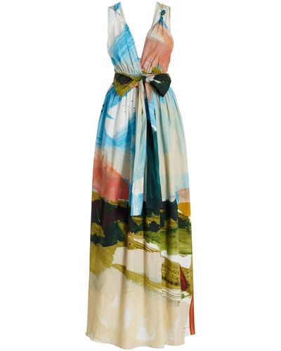 Oscar de la Renta Landscape-printed Cotton Maxi Dress - Multicolour