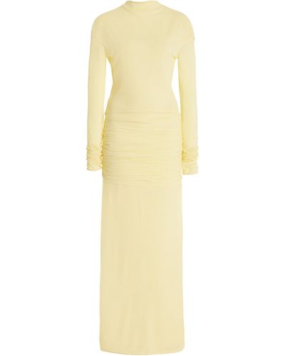 Givenchy Ruched-waist Jersey Maxi Dress - Yellow
