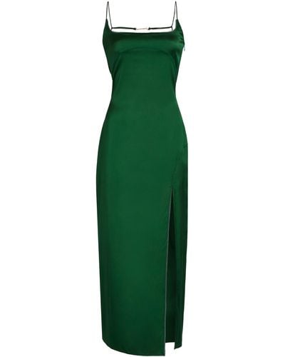 Jacquemus Notte Satin Midi Slip Dress - Green