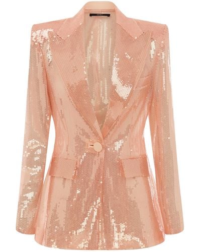Alex Perry Fitted Sequined Blazer - Pink