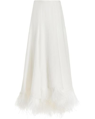 TOVE Renee Feather-trimmed Silk Maxi Skirt - White