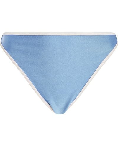 Juillet Exclusive Edie Contrast-trimmed Bikini Bottom - Blue