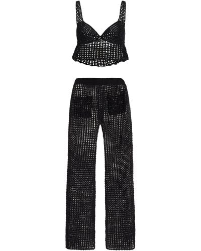 Akoia Swim Poppi Crocheted Pant And Top Set - Black