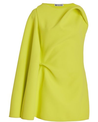 Maticevski Exclusive Prefix Cape-sleeved Mini Dress - Yellow