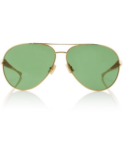 Bottega Veneta Aviator-frame Metal Sunglasses - Green