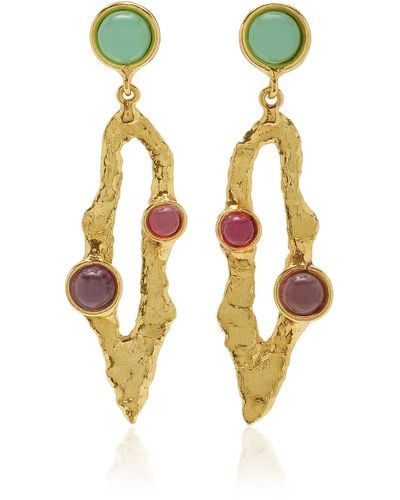 Sylvia Toledano Lava 22k Gold-plated Amazonite And Rhodochrosite Earrings - Metallic