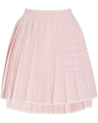 Thom Browne Pleated Cotton Mini Skirt - Pink