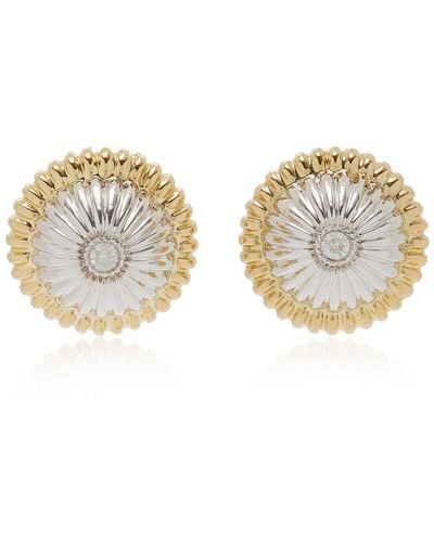 Yvonne Léon Fluted 9k Gold Diamond Earrings - Metallic