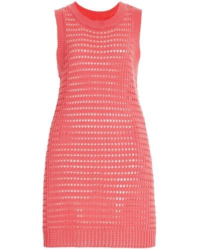 Matthew Bruch Exclusive Knit Mesh Mini Dress - Pink