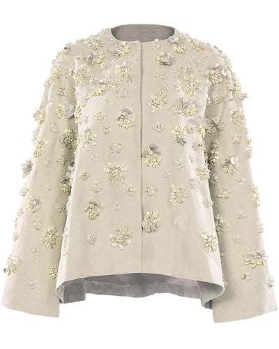 Biyan Kaviel Embellished Cotton Tweed Jacket - Natural