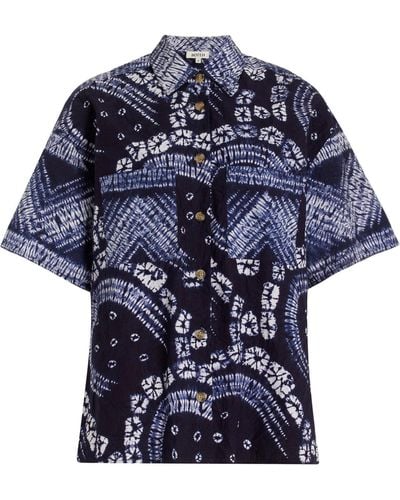 BOTEH Vea Shibori-dyed Cotton Poplin Shirt - Blue
