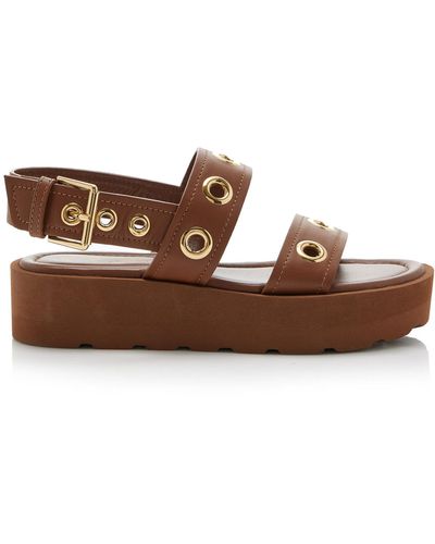 Gianvito Rossi Embellished Leather Platform Sandals - Brown