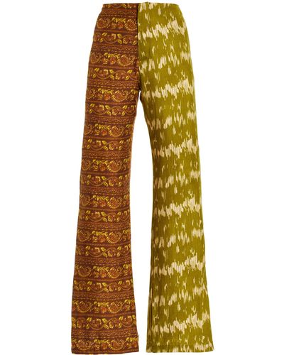 Savannah Morrow Jaguar Multi-print Silk Flared Pants - Yellow