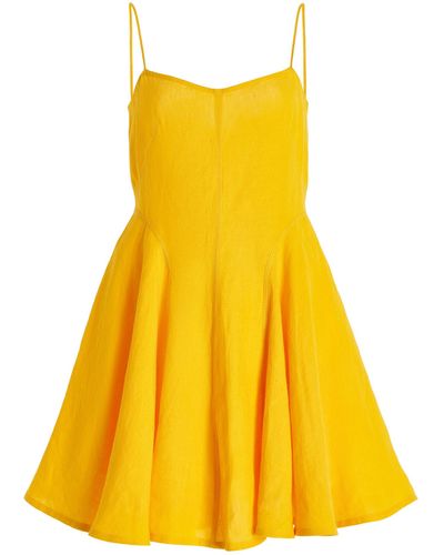 Three Graces London Alma Linen Mini Dress - Yellow