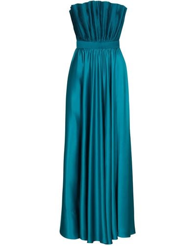 ANDRES OTALORA Cocora Pleated Silk Gown - Blue