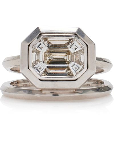 Sylva & Cie 18k White Mosaic Diamond Spiral Ring