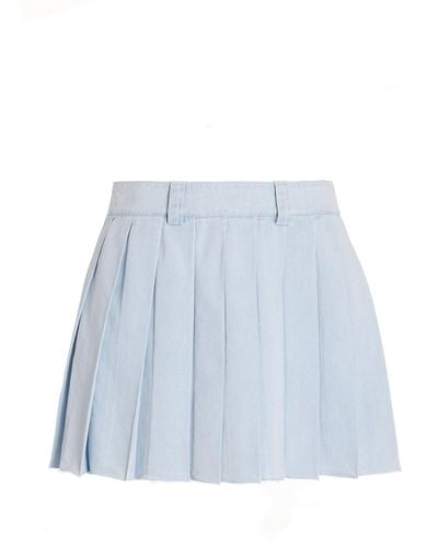 Miu Miu Pleated Denim Mini Skirt - Blue