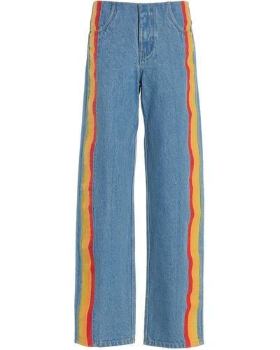 Christopher Esber Exclusive Deconstructed Rigid High-rise Straight-leg Jeans - Blue