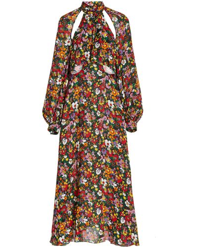 Christopher Kane Cutout Floral Crepe Maxi Dress - Multicolour