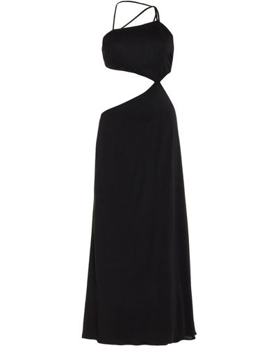 Moré Noir Mila Cutout Silk Jersey Midi Dress - Black