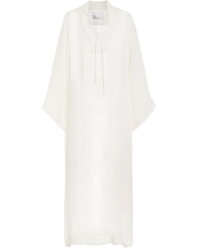 Lisa Marie Fernandez Linen-blend Gauze Tunic Caftan - White