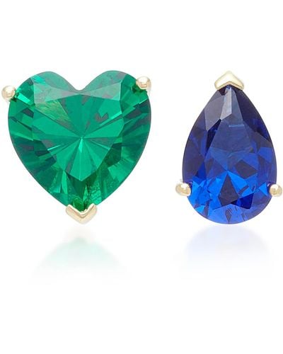 Anabela Chan M'o Exclusive Emerald Love & Tears Stud Earrings - Blue