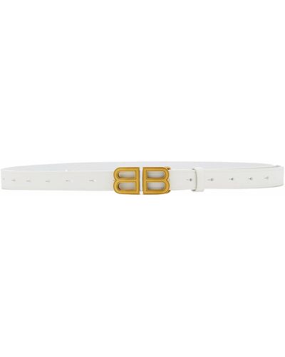 Balenciaga Hourglass Leather Belt - White
