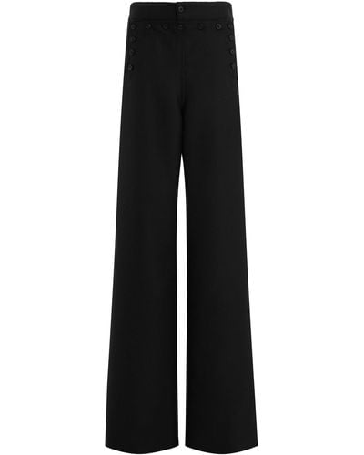 Maison Margiela Button-lined Wool-mohair Wide-leg Trousers - Black