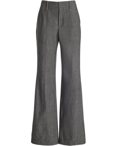 Proenza Schouler Melange Wool-blend Wide-leg Trousers - Grey