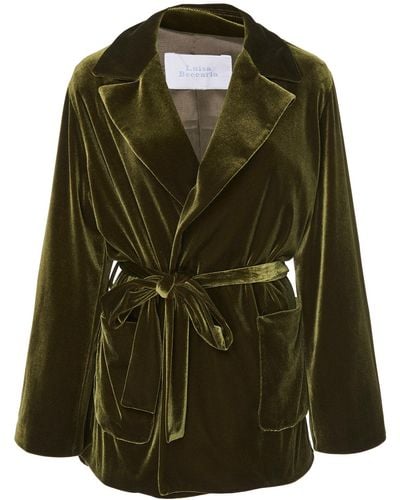 Luisa Beccaria Velvet Robe Jacket - Green