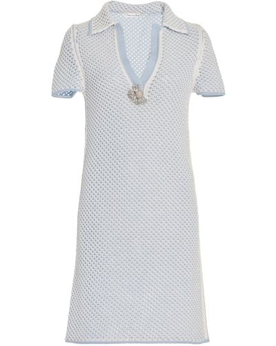Oscar de la Renta Polo Knit Cotton Mini Dress - White