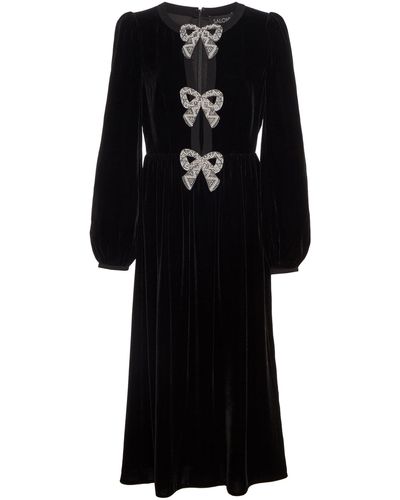 Saloni Camille Embroidered-bows Midi Dress - Black