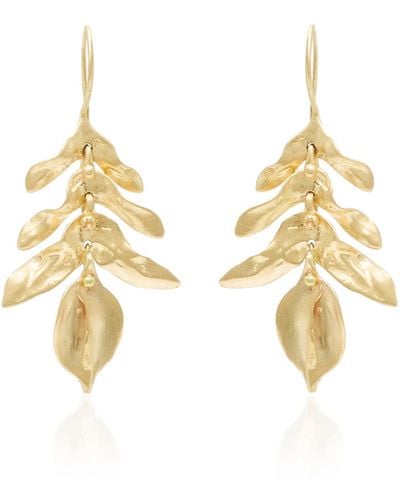 Ten Thousand Things Short Wild Fern 10k Yellow Gold Earrings - Metallic