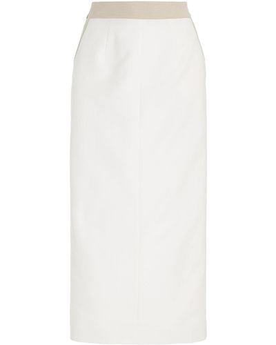 TOVE Lita Crepe Column Midi Skirt - White