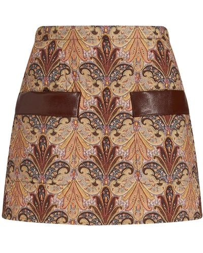 Etro Wool-silk Mini Skirt - Brown