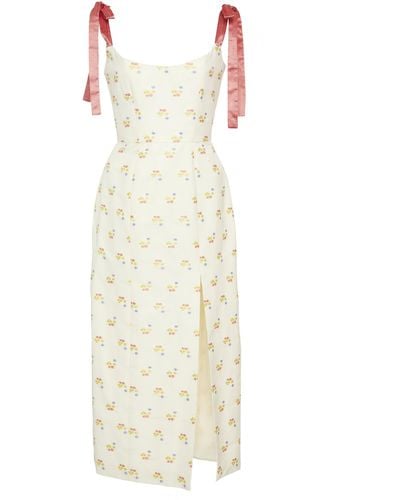 Markarian Exclusive Darcy Floral-embroidered Cotton-blend Midi Dress - Multicolor