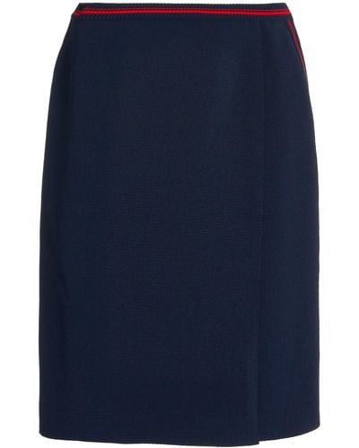 Miu Miu Flared Stripe-detail Knit Skirt - Blue