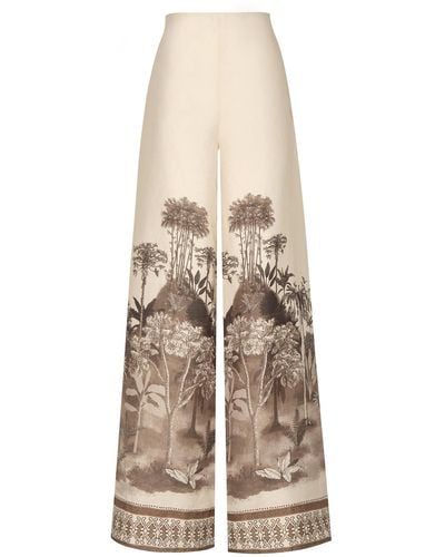 ANDRES OTALORA Analipa Printed Linen Trousers - Natural