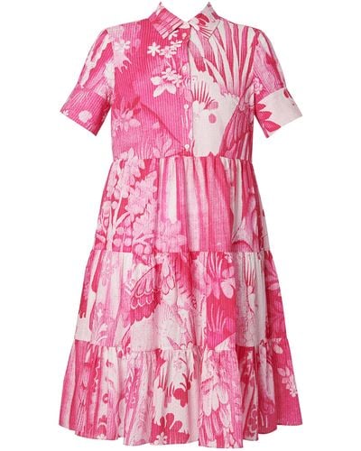 Erdem Tiered Cotton Mini Dress - Pink