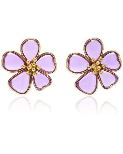Oscar de la Renta Cloudy Flower Earrings - Purple