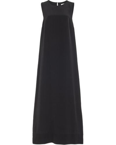 Matteau Silk Midi Shift Dress - Black