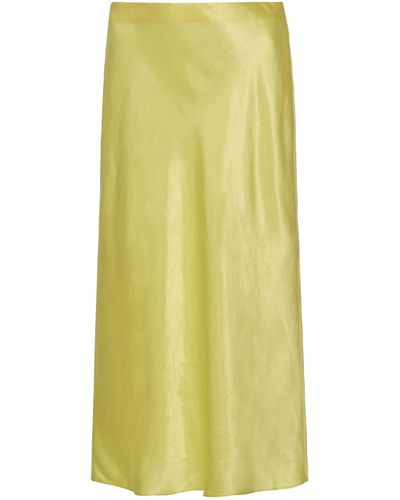 Vince Satin Midi Skirt - Yellow