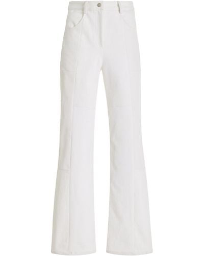 E.L.V. Denim Paneled Cotton-blend Flare Pants - White