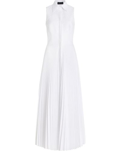 Brandon Maxwell The Alston Pleated Bustier Cotton Maxi Dress - White