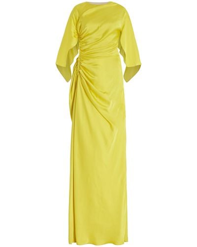 Maison Rabih Kayrouz Gathered Charmeuse Maxi Dress - Yellow