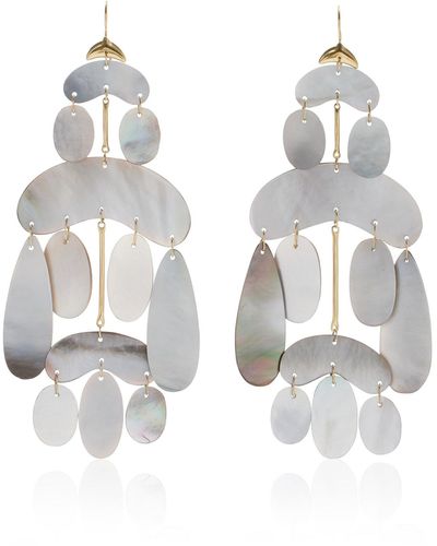 Ten Thousand Things Extra-large 18k Yellow Gold Mother-of-pearl Chandelier Earrings - White