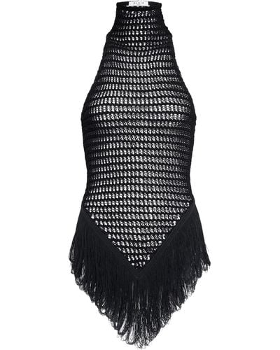 Alaïa Fringed Crocheted Cotton-blend Tank Top - Black