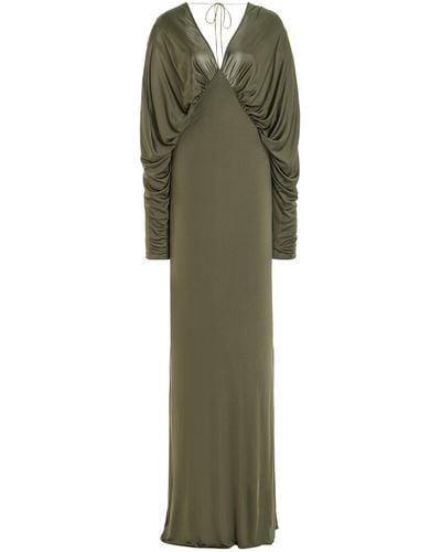 Atlein Draped Jersey Gown - Green